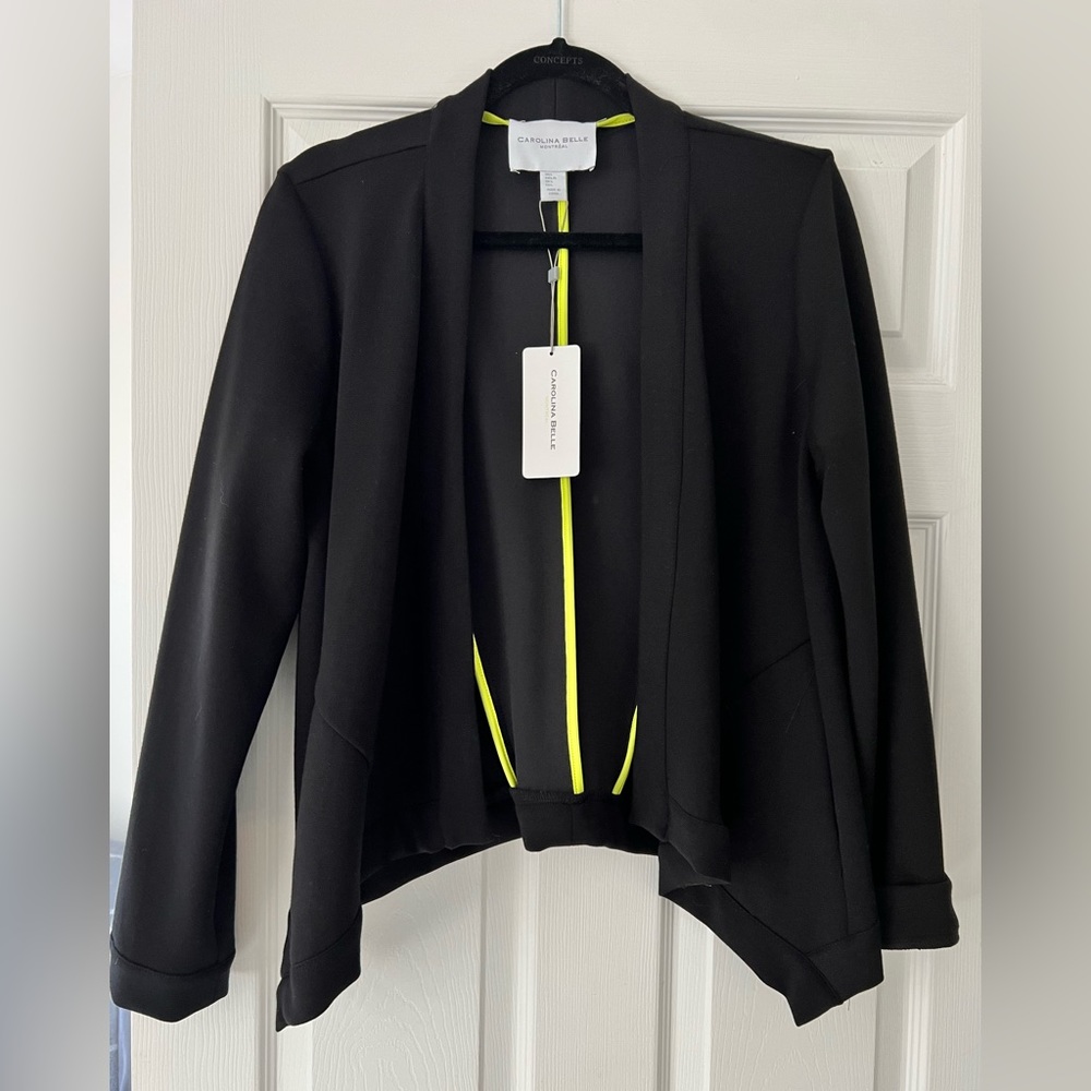 Never worn, Carolina Belle black blazer. Size large.